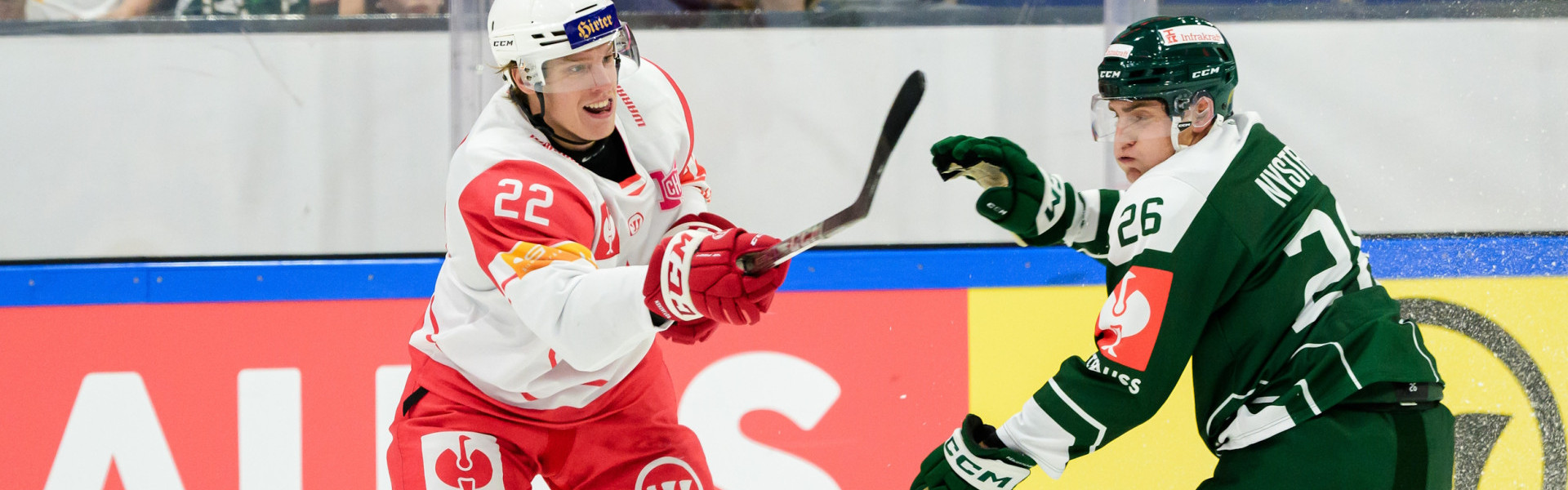 Senna Peeters erzielte auch in seinem zweiten CHL-Spiel für die Rotjacken einen Treffer