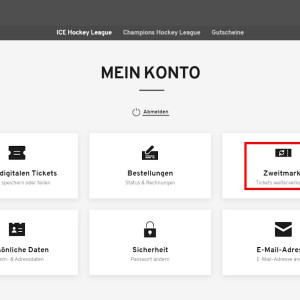 1. Nach erfolgtem Login wählen Sie in der Kontoverwaltung „Mein Konto“ die Rubrik „Zweitmarkt“ aus.