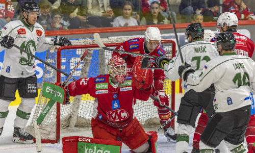 Die Rotjacken um Goalie Sebastian Dahm mussten sich gegen Ljubljana mit einem Punkt begnügen