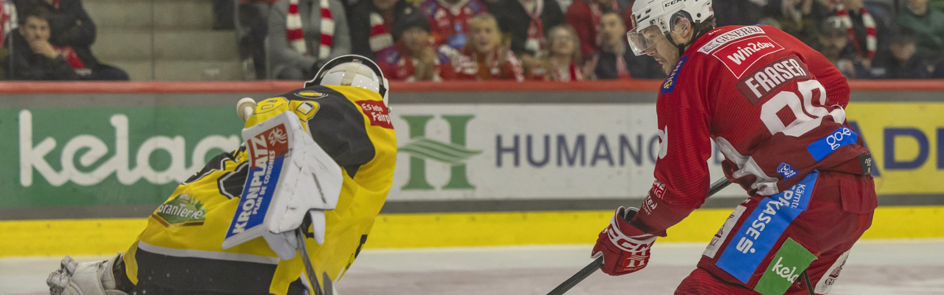 Matt Fraser und die Rotjacken wollen am Freitag das saisonale "Head-to-Head" gegen den HC Pustertal ausgleichen